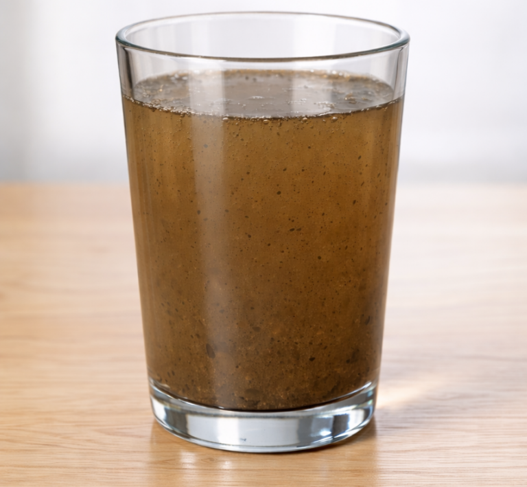 Mycket färg eller grumlighet i vatten kan bero på järn och mangan eller diverse humusämnen